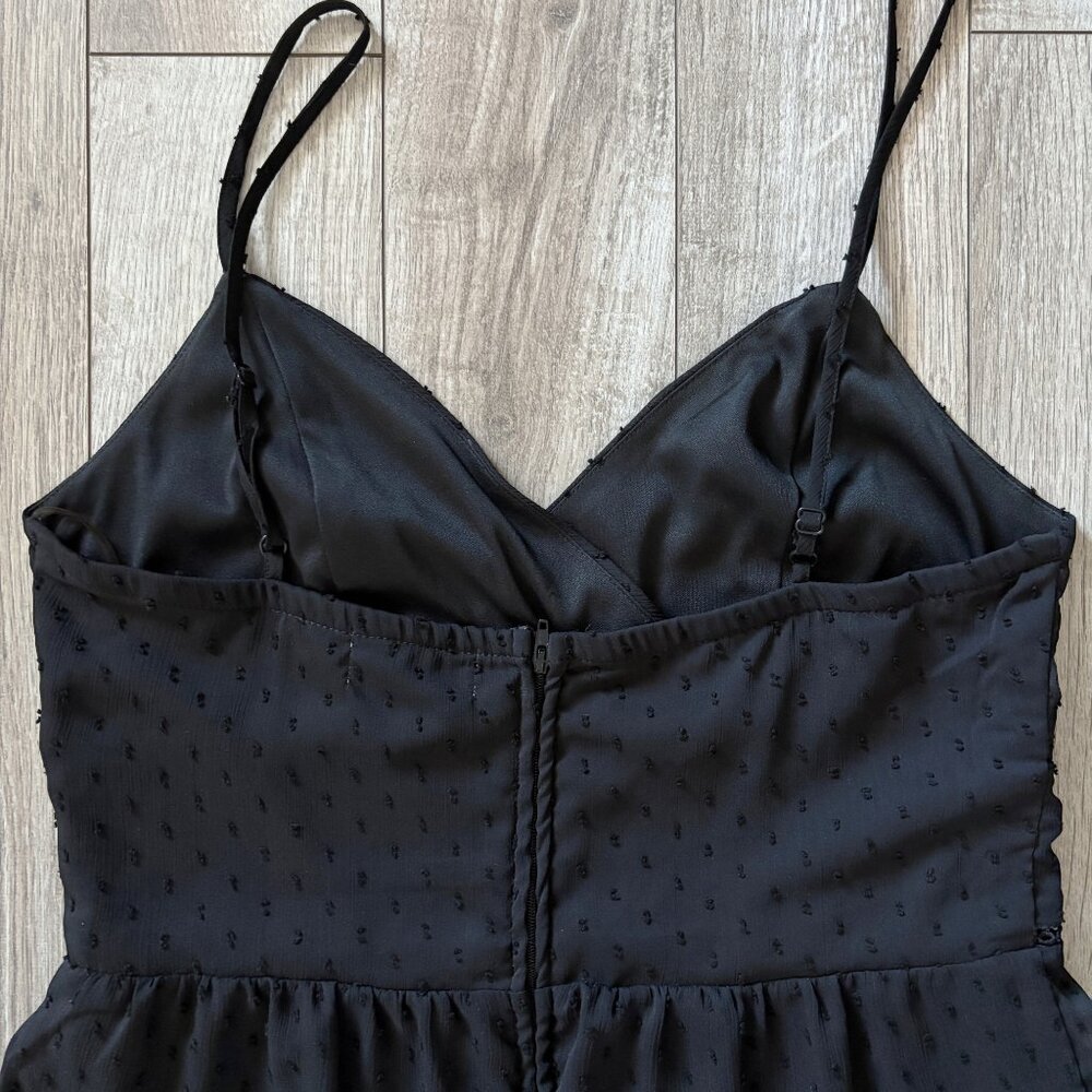 Altar'd State Sheer Dot Lined Black Mini Dress Womens Large Whimsigoth Babydoll - Picture 9 of 13